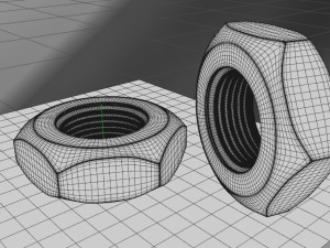 3d steel hex nute 3D Модель