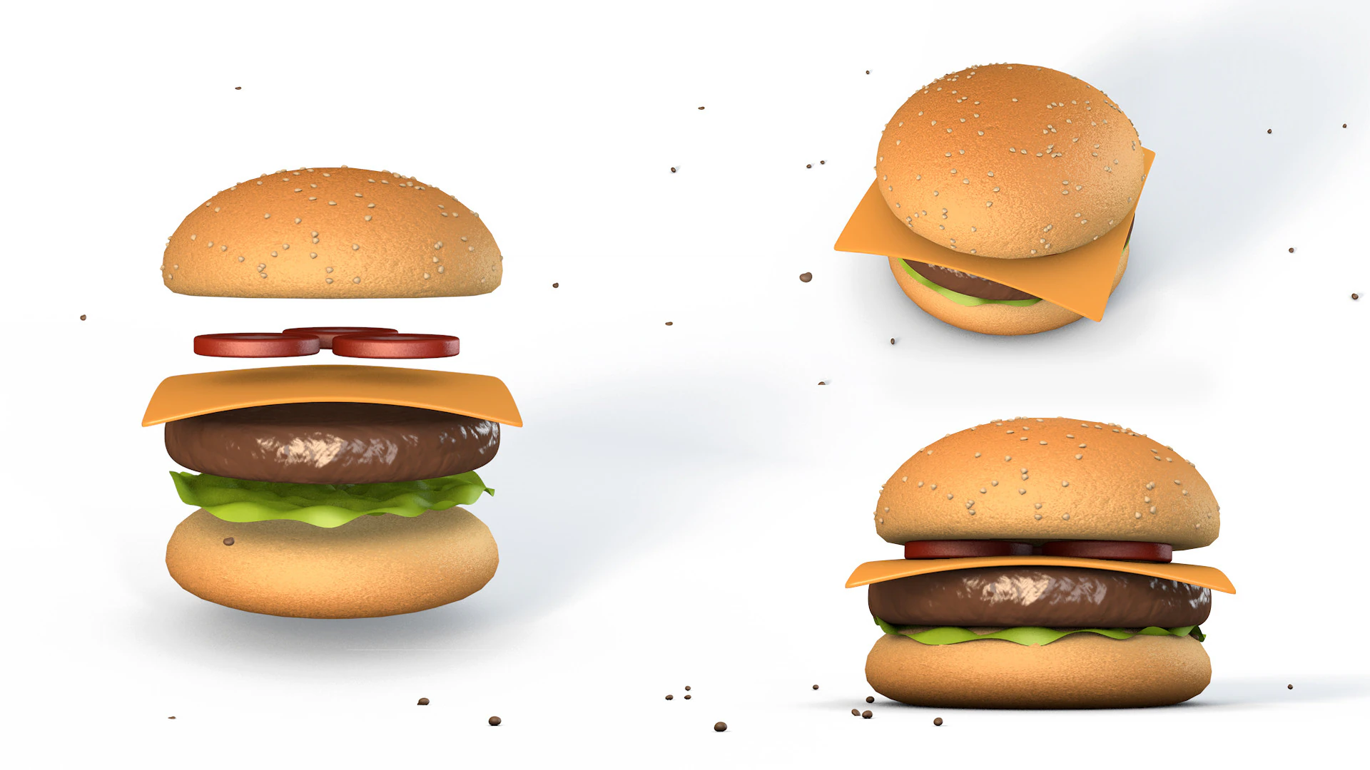Animated Burger 3D Model .c4d .max .obj .3ds .fbx .stl .blend 