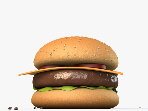 Animated Burger 3D Model