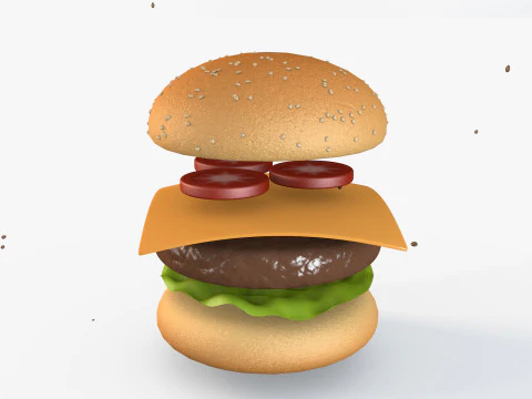 Animated Burger 3D Model