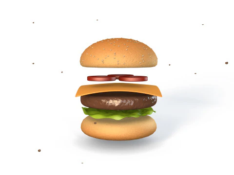 Animated Burger 3D Model