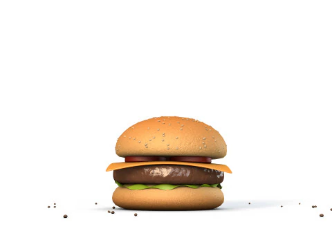Animated Burger 3D Model