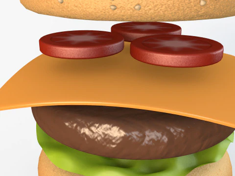 Animated Burger 3D Model