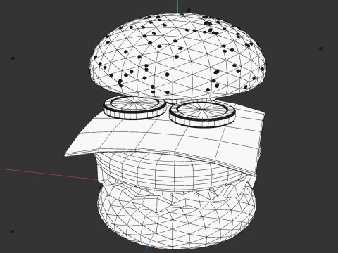 Animated Burger 3D Model