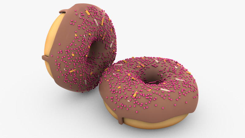 Donut with Chocolate Model 3D .c4d .max .obj .3ds .fbx .stl .blend 