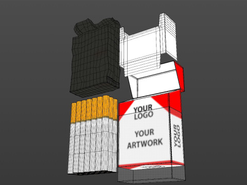 Cigarette Pack with box Modelo 3D