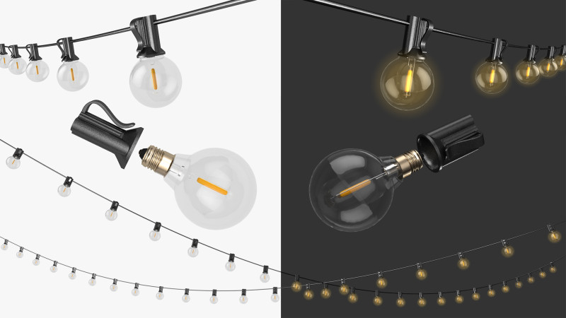 Garland Outdoor String Lights 3Dモデル .c4d .max .obj .3ds .fbx .stl .blend 