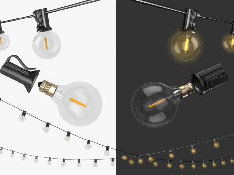 Lampu Tali Luar Ruangan Garland Model 3D