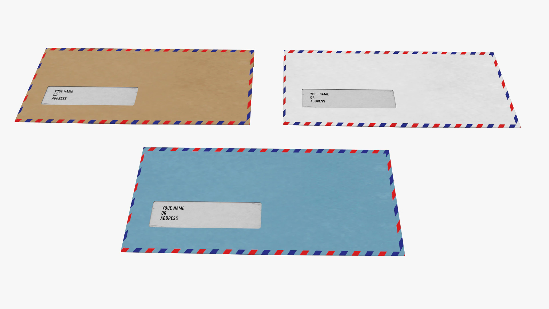 Air Mail Window Envelope Size DL Style BANKER 3D Model .c4d .max .obj .3ds .fbx .stl .blend