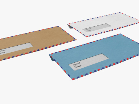Air Mail Window Envelope Size DL Style BANKER Modelo 3D