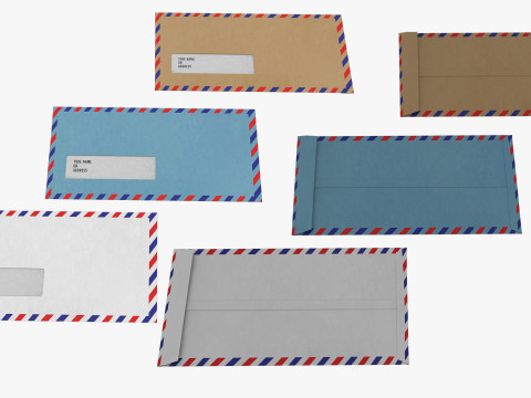 3D Air Mail Window Envelope Size DL Style POCKET Modelo 3D