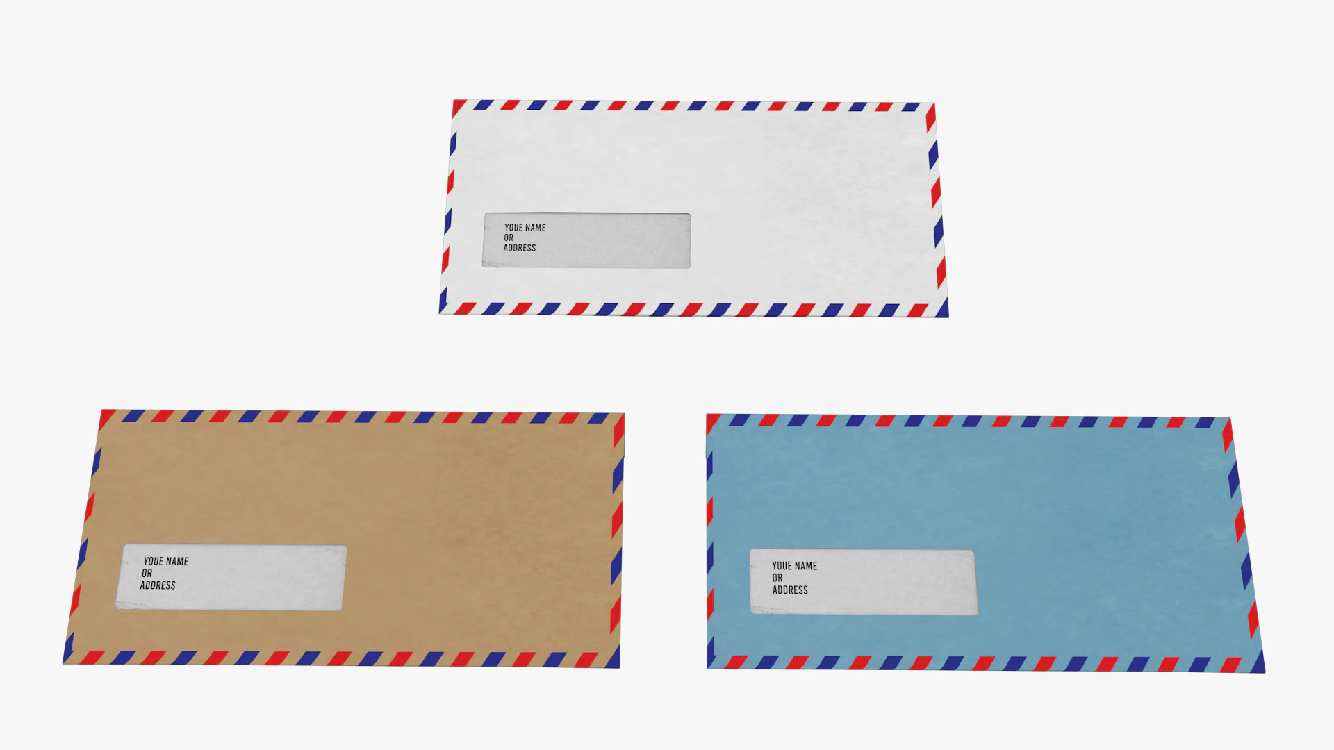 Air Mail Window Envelope Size DL Style WALLET 3D Model .c4d .max .obj .3ds .fbx .stl .blend