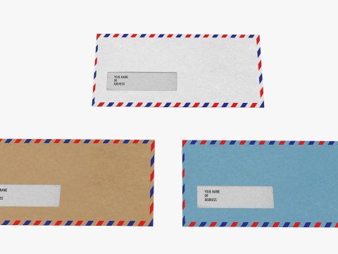 Air Mail Window Envelope Size DL Style WALLET Modelo 3D