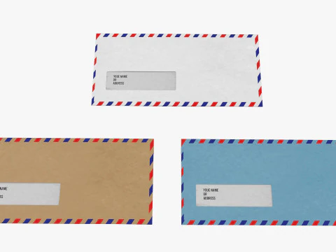 航空邮件开窗信封尺寸 DL 风格钱包 3D 模型