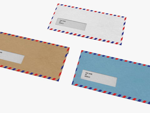 Air Mail Window Envelope Size DL Style WALLET 3D मॉडल