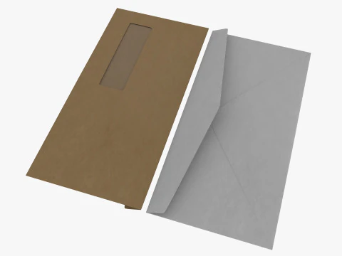 Envelope Size DL Style Window BANKER 3D Model