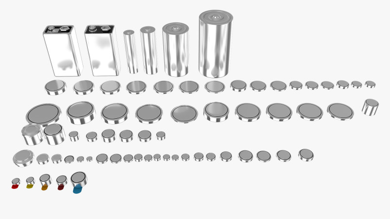 All Types Of Batteries 3D 모델 .c4d .max .obj .3ds .fbx .stl .blend
