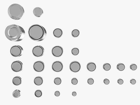 All Size Silver Oxide and Alkaline Battery Cells 3D 模型
