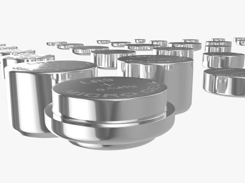 All Size Silver Oxide and Alkaline Battery Cells 3D 模型