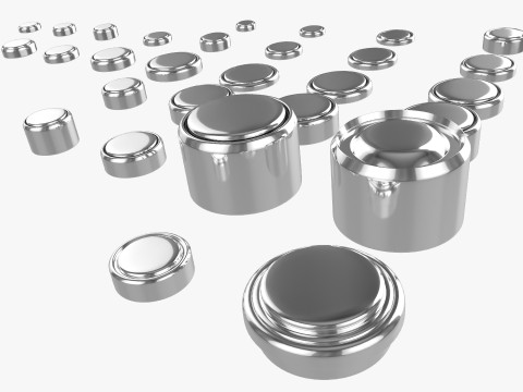 All Size Silver Oxide and Alkaline Battery Cells 3D 模型