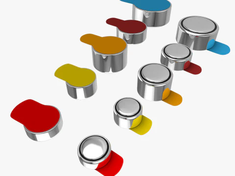 Елементи повітряно-цинкової батареї ВСІХ розмірів 3D Модель