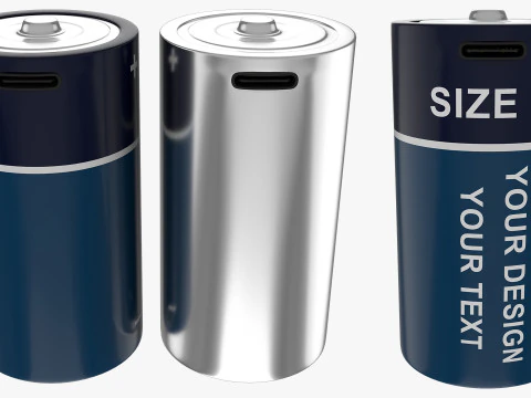 C Battery Cell with Type C USB 3D Model