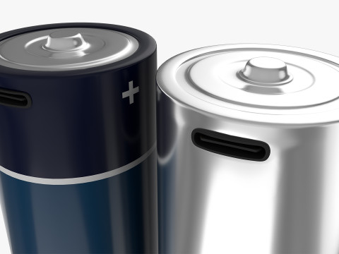 C Battery Cell with Type C USB 3D Modell