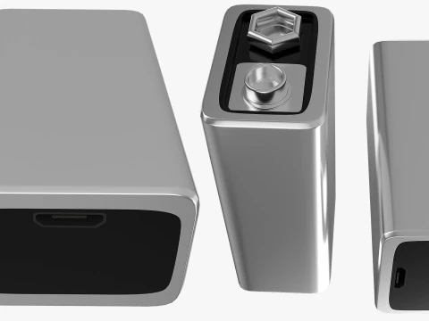 Rechargeable 9 Volt Square Battery Micro USB Bottom New Design 3D Model