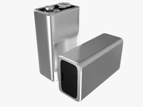 Rechargeable 9 Volt Square Battery Micro USB Bottom New Design 3D Model