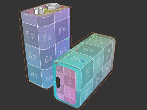 Rechargeable 9 Volt Square Battery Micro USB Bottom New Design 3D Model