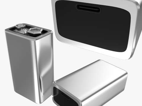 Rechargeable 9 Volt Square Battery Type C Bottom New Design Modelo 3D
