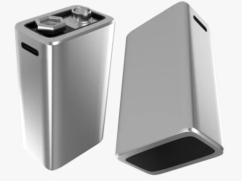 Акумуляторна 9-вольтова квадратна батарея типу C збоку вгорі, новий дизайн 3D Модель