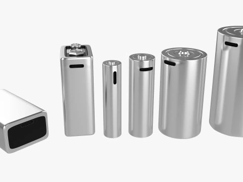 Battery Cells with Type C USB Rechargeable 3D Model