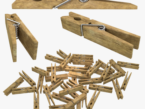 Wooden Clothespins 3D मॉडल