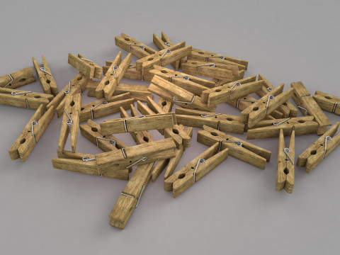 Wooden Clothespins 3D Model