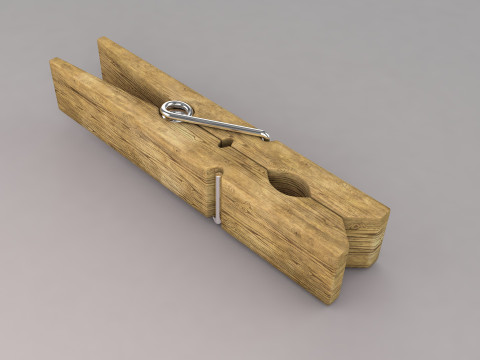 Wooden Clothespins 3D Model