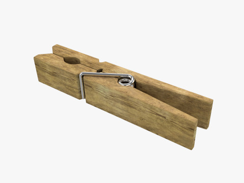 Wooden Clothespins 3D Model