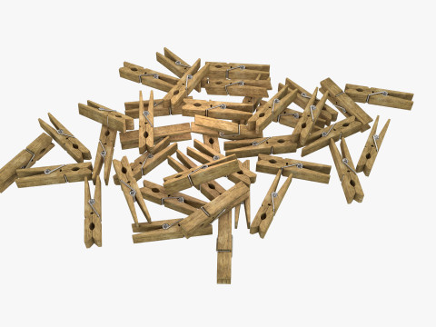 Wooden Clothespins 3D Model