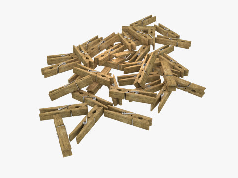 Wooden Clothespins 3D Model