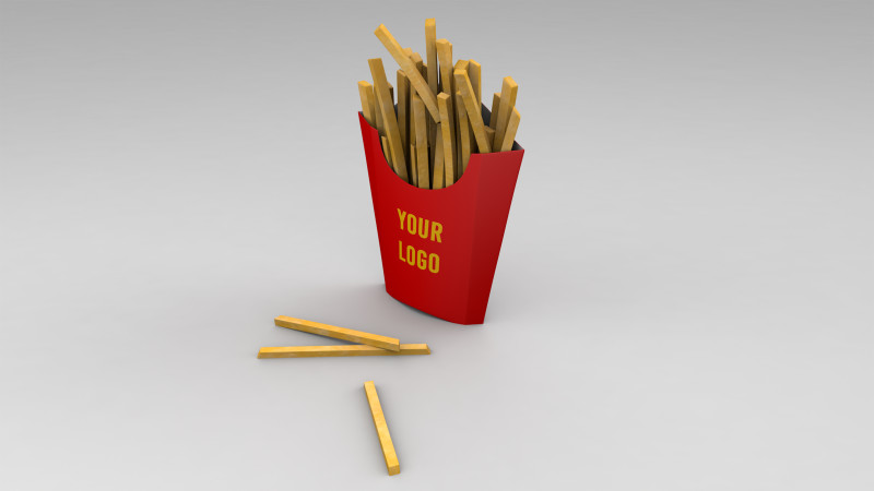 French Fries with Pack Model 3D .c4d .max .obj .3ds .fbx .stl .blend 