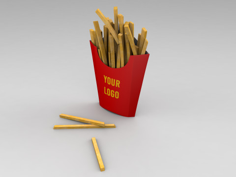 French Fries with Pack 3Dモデル