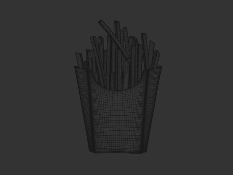 French Fries with Pack Model 3D