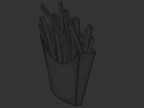 French Fries with Pack Model 3D