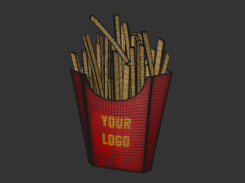 French Fries with Pack Model 3D