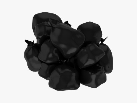 Closed Black Plastic Trash Rubbish Garbage Bags Model 3D