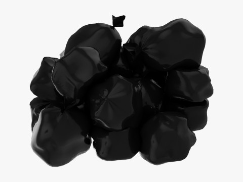 Closed Black Plastic Trash Rubbish Garbage Bags Model 3D