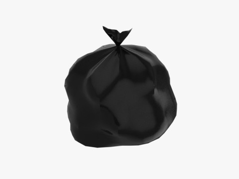 Closed Black Plastic Trash Rubbish Garbage Bags Model 3D
