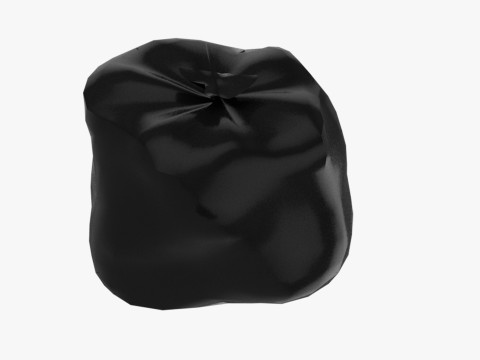 Closed Black Plastic Trash Rubbish Garbage Bags Model 3D
