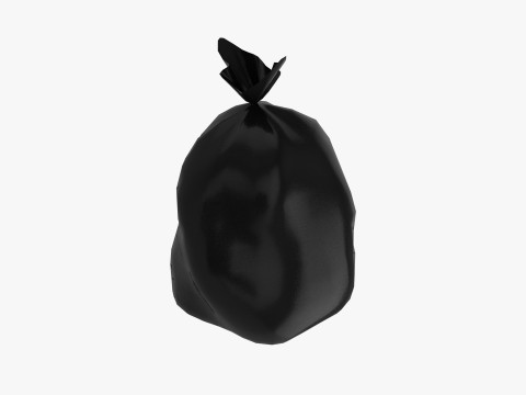 Closed Black Plastic Trash Rubbish Garbage Bags Model 3D