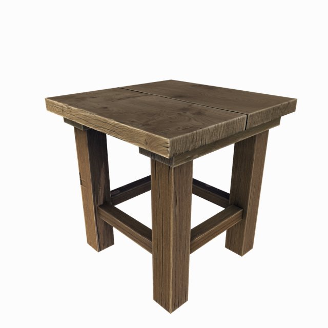old wooden stool 3D Model .c4d .max .obj .3ds .fbx .stl .blend 